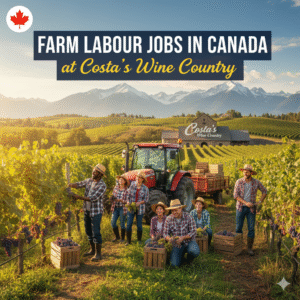 Learn about general farm labour jobs at Costa’s Wine Country in Canada — duties, pay, requirements, application tips.